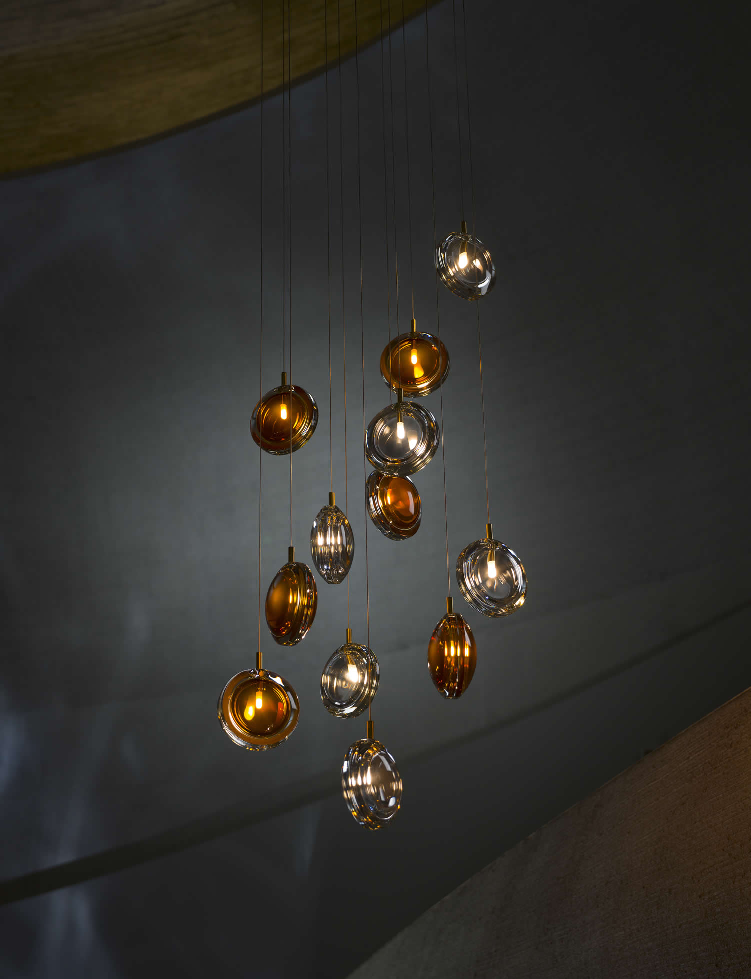Kroonluchter Trap Hal Cluster Glas Hanglamp Amber Transparant
