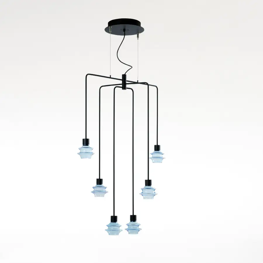 Hanglamp Set 6 Glas Blauw