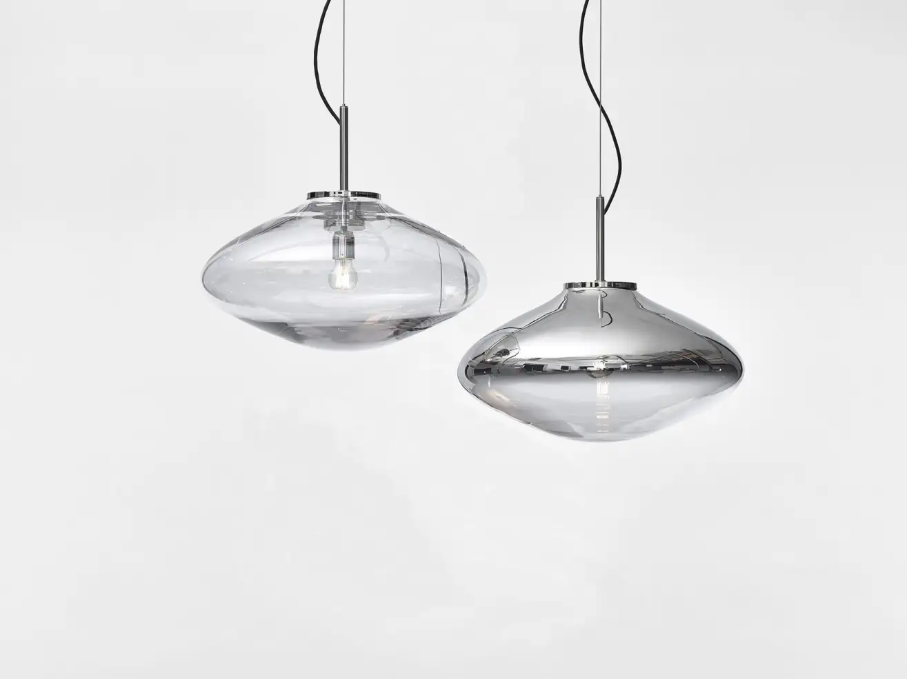 Hanglampen Glas Disc Nickel Chrome
