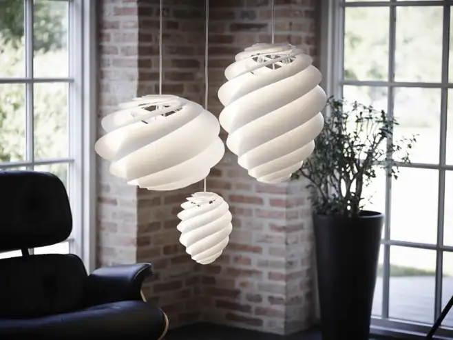 Deense Hanglampen Wit Swirl Woonkamer