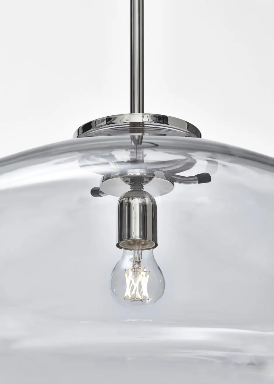 Hanglamp Glas Nikkel Detail