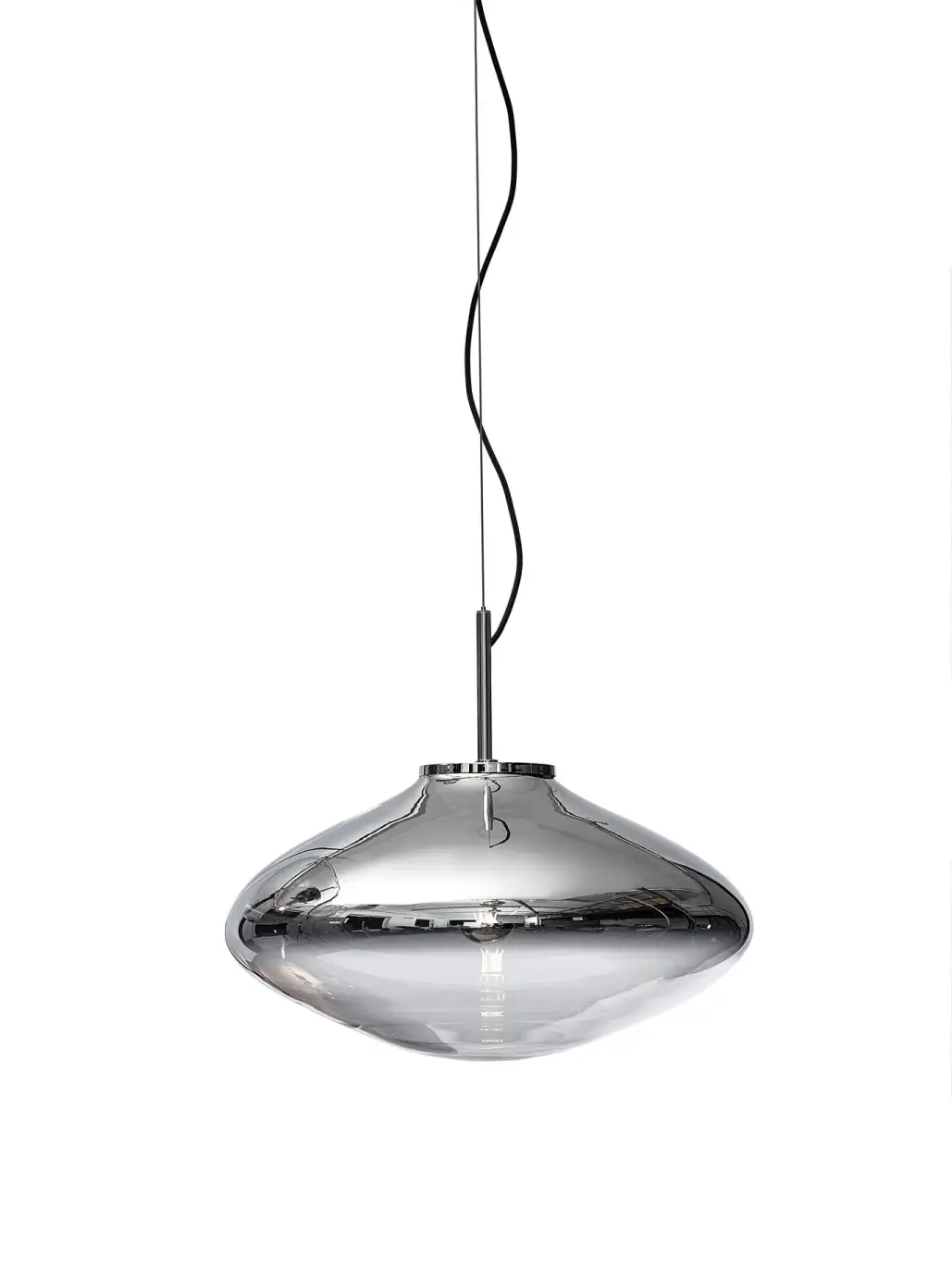 Hanglamp Glas Disc Nickel Chrome